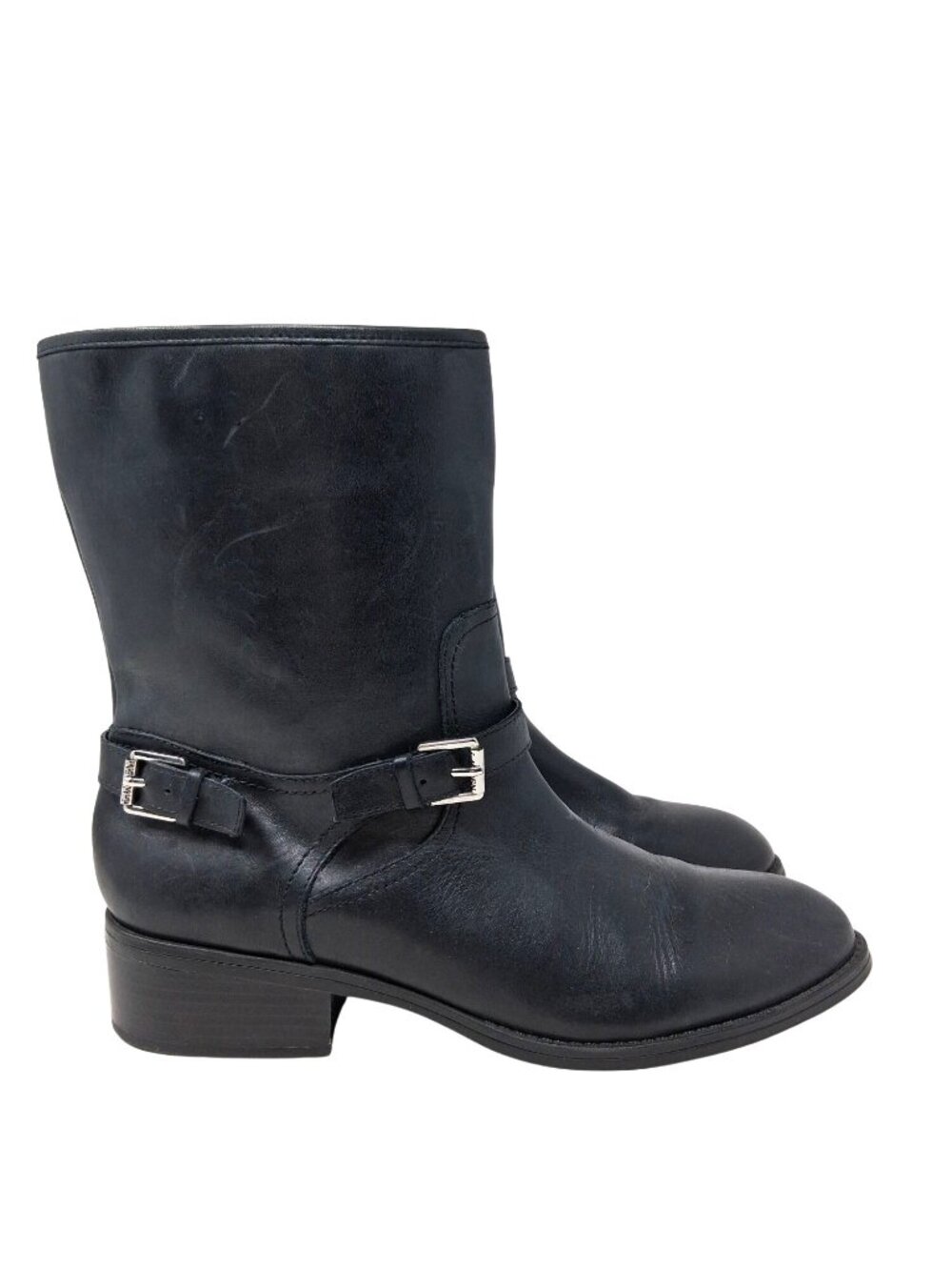 Lauren Ralph Lauren MESI Black Leather Mid-Calf Boots Size 11B